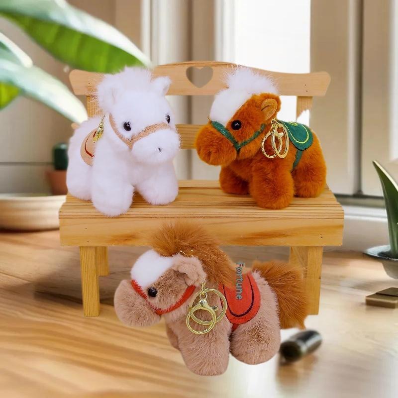 HOT! Cute Zodiac Horse Keychain Plush Toy Kawaii Stuffed Doll Bag Pendant Decoration Backpack Hanging Year Gift