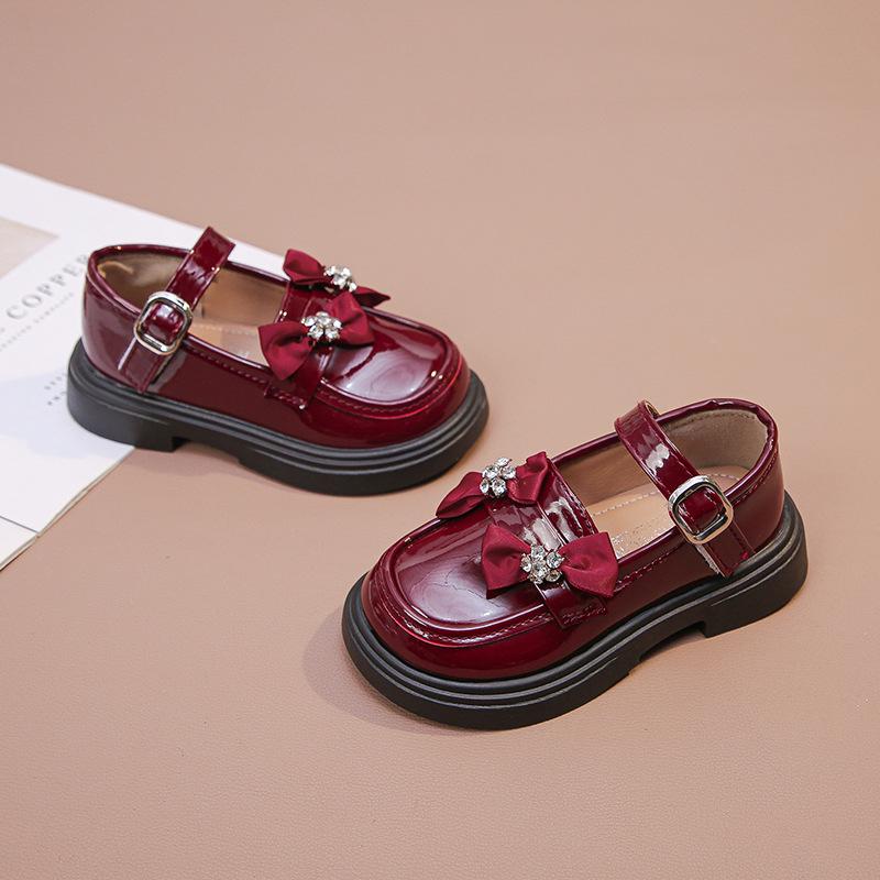 Spring New Temperament Diamond Princess Shoes Korean Style Fashion Soft Bottom Girls Leather Shoes