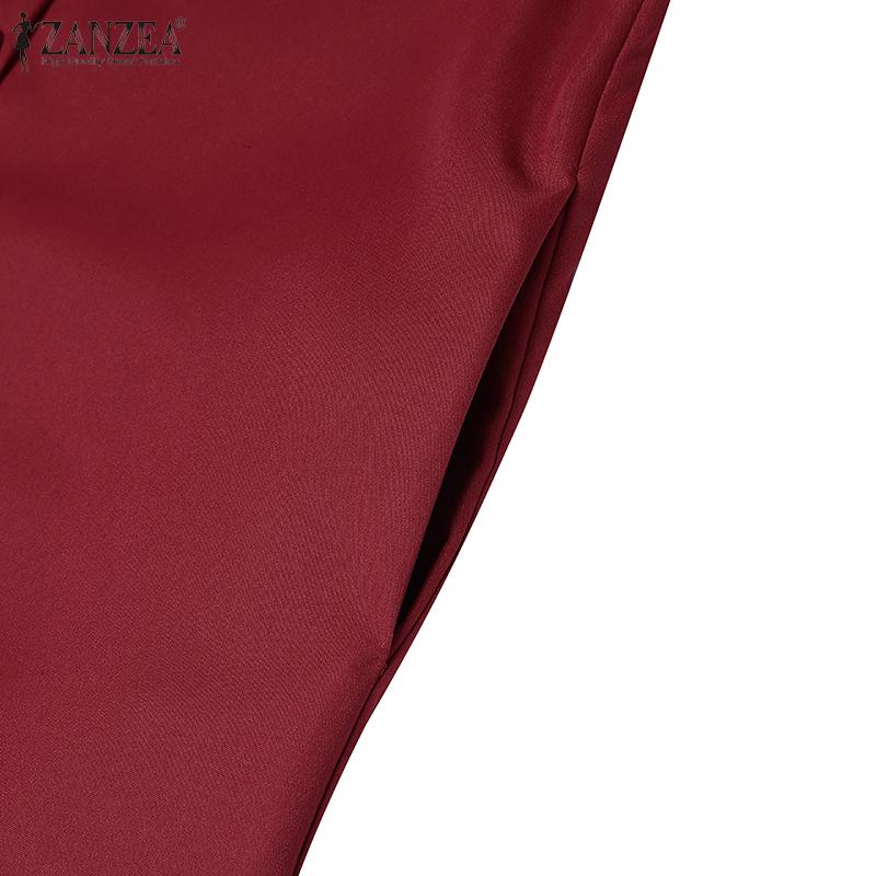 ZANZEA Women Casual Turn Down Collar Loose 3/4 Sleeve Solid Shirt Dress