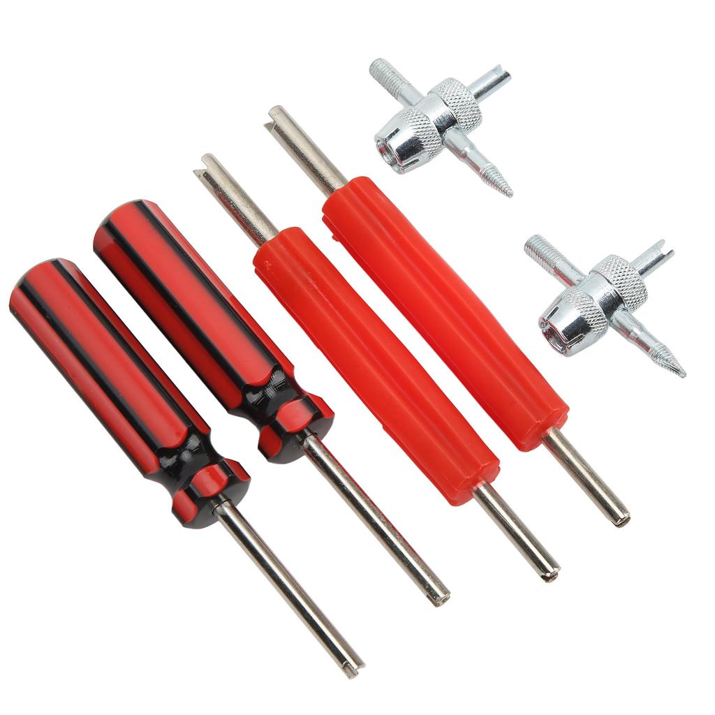 Juego de 6 piezas Removedor Instalador de Núcleos de Válvula de Neumático Cabezales Simples Dobles Herramienta de Válvula de 4 Vías para Coches Camiones