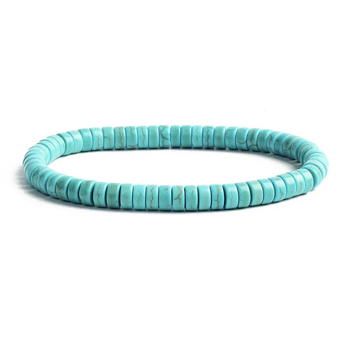 Braccialetti di perline di turchese bohémien per donne Braccialetti irregolari di cubo di pietra naturale Reiki Gioielli di guarigione per l'assistenza sanitaria