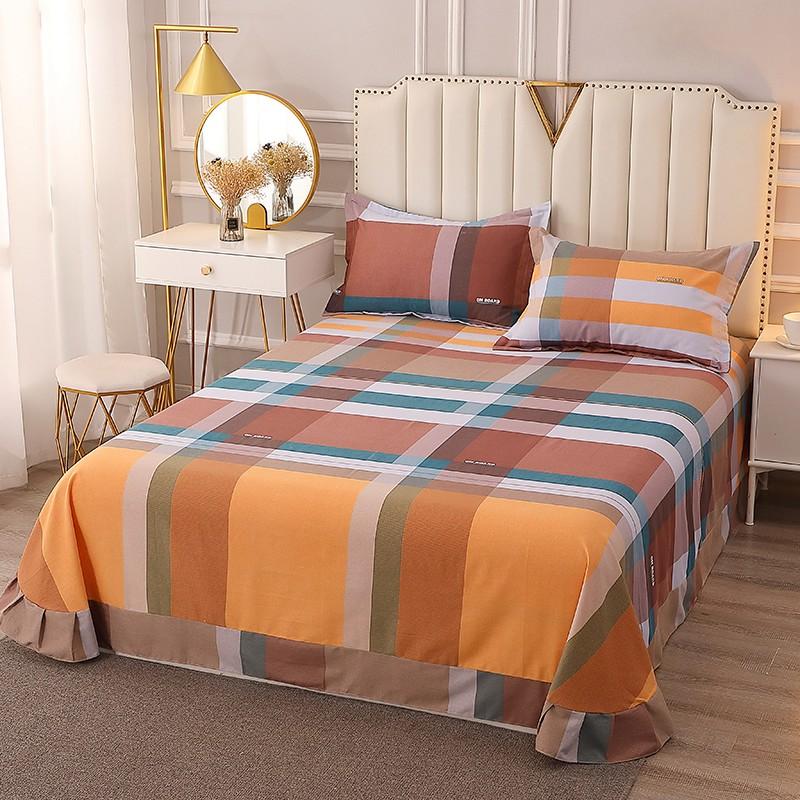 Vintage Geometric Pattern Bed Sheet Set 100% Cotton Luxury Classic Bedspread with 2 Pillowcases Queen King Size Bedding Set