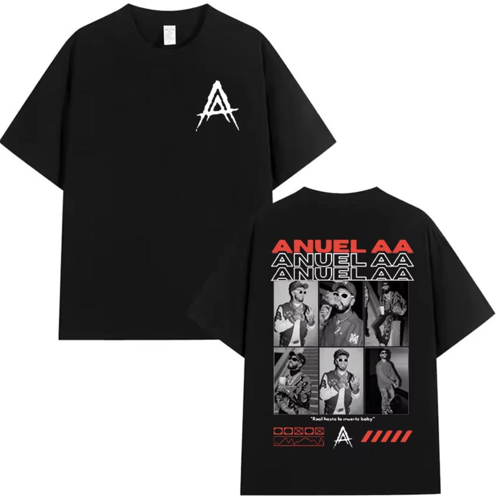 Rap Singer Anuel AA Real Hasta La Muerte Tour 2026 New Album Summer Unisexs Womens Hip Hop Gothic Tshirt Cotton Unisexs Tshirt