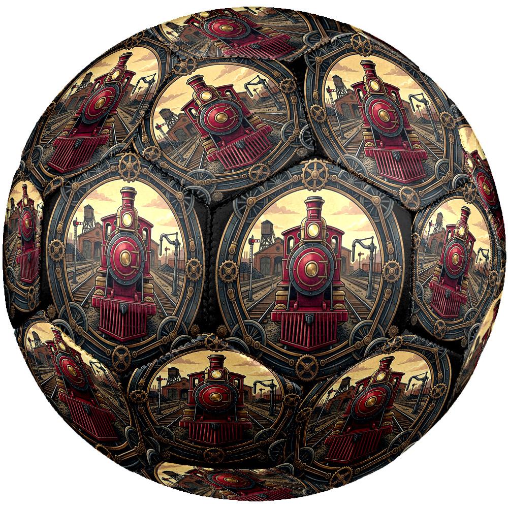 Steam Locomotive Art Round Football Size 5 Adult Ball Suitable for Training Matches and Outdoor Team.