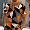 Trendig! Abstrakter Print Kurzarm-Polo, Stilvoll Lässig