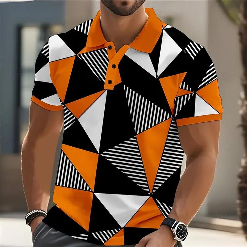 Trendig! Abstrakter Print Kurzarm-Polo, Stilvoll Lässig