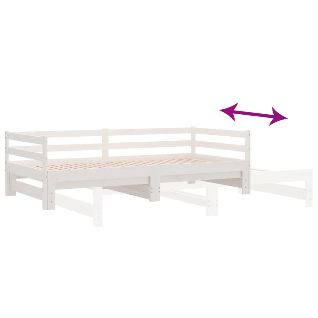 Extendable Daybed without Mattress White 80 x 200 cm