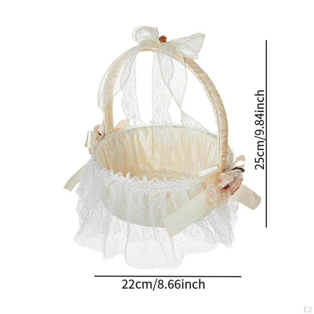 Wedding Flower Girl Basket Fairy Lace Candy Storage for