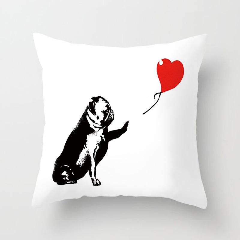 Animal Cushion Pillowcase Cartoon Couple Dog Office Pillowcase Car Cushion Waist Pillow