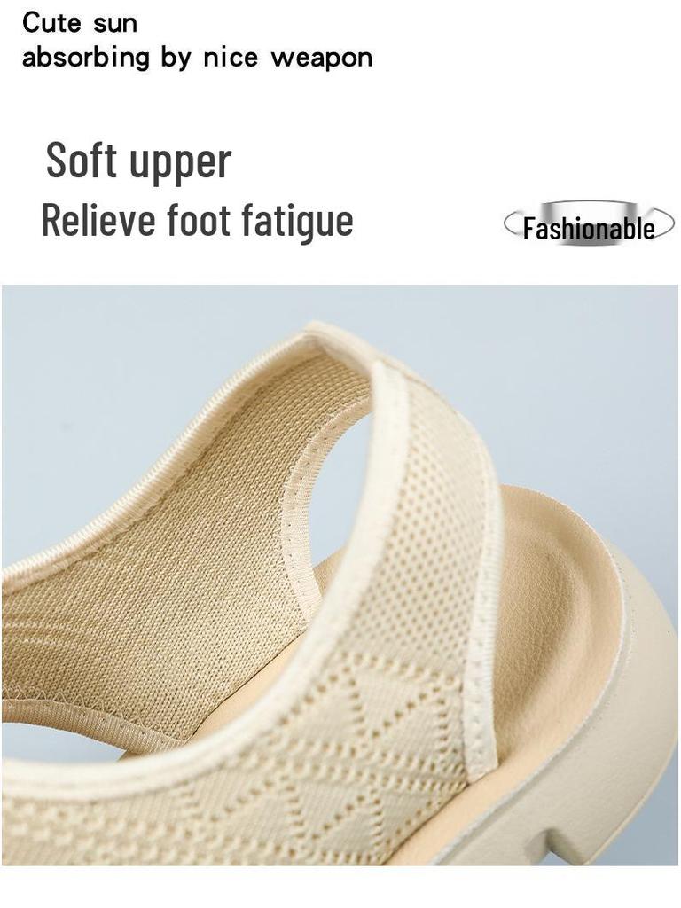 Women's Summer Fly-Knit Breathable Open-Toe Sandals & Slippers, Polyurethane Lightweight Design