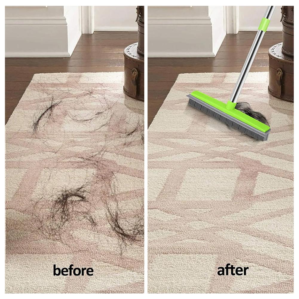 3 Section Telescopic Pole Carpet Delinting Brooms Multifunctional Soft Bristles Brooms For Pet Hair Remover