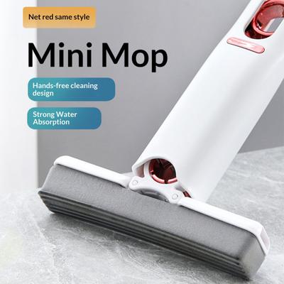 1/2 Peças Mini Mop Limpeza Profunda Frestas Pequenas Cabeça de Esponja Mop Pequeno com Escova Giratória Aperto com Uma Mão Absorção de Água Mop de Mão