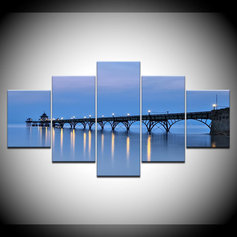 The Morning Seascape 5 Panels HD Print Wall Art Modern Modular Poster Art Canvas Painting for Living Room Home Decor