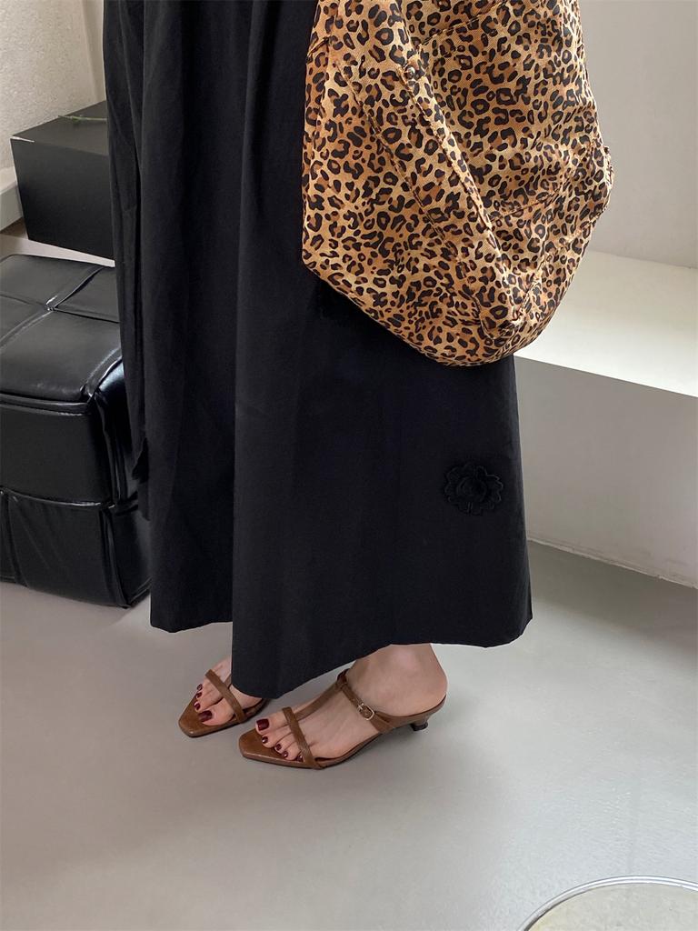 Cat heel with open-toed slippers women's new low-heeled holiday sandals