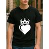 European Sizes Heart-shaped Crown Pattern Print, Suitable for Daily and Home Wear, Men's Wear, Men's Casual Short-sleeved Round-neck