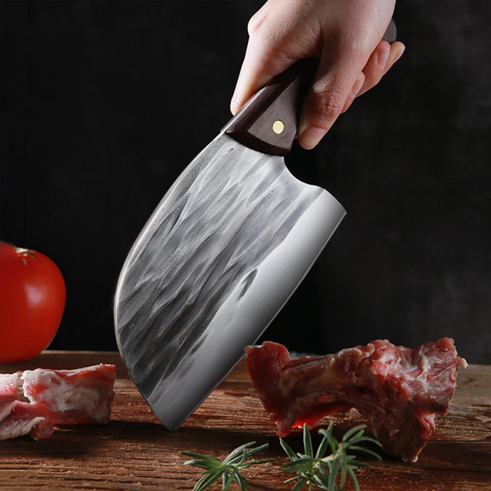 Butcher Slaughter Knife Chef Cleaver Meat Chop Vegetables Kitchen Knives Hand Forged Blade Wood Handle Heavy Knife Cooking Tools