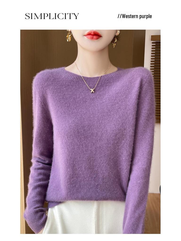 Dámský volný pletený svetr ze 100% čisté vlny na podzim/zimu