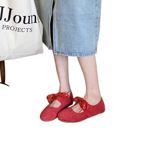 Leather French retro Mary Jane shoes shallow mouth single shoes women's 2025 round head non-slip Birken one-word buckle beanie shoes tide