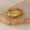 18K Goldplattierter offener Ring mit Zirkonia-Blattdesign - Luxuriös, Anlaufgeschützt, Ideal für Frauen