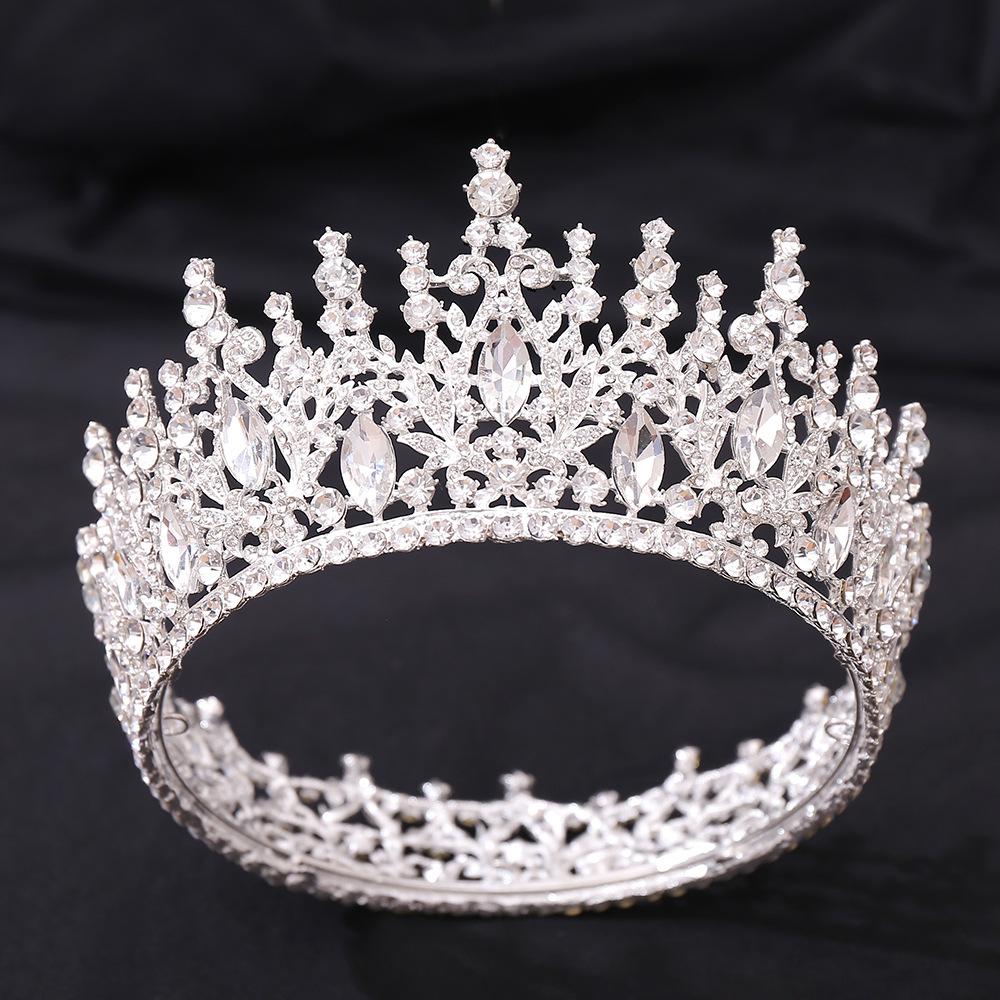 

Новая хрустальная корона для свадебной тиары, сплав в европейском стиле, инкрустированная стразами, круглая корона на день рождения и свадьбу