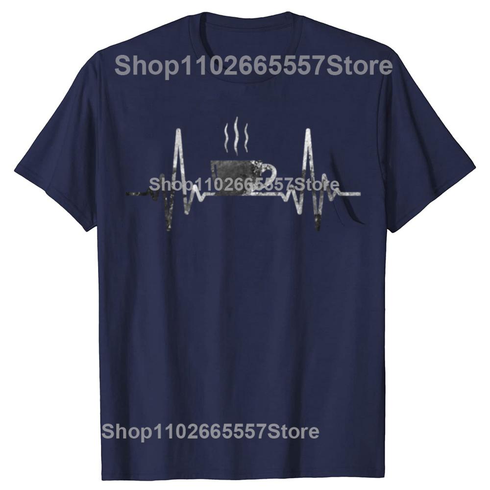 Funny Heartbeat Coffee Graphic Tshirts Men Womens Fashion Casual Tshirt 100 Cotton Loose Oversized Coffee Cup T Shirt