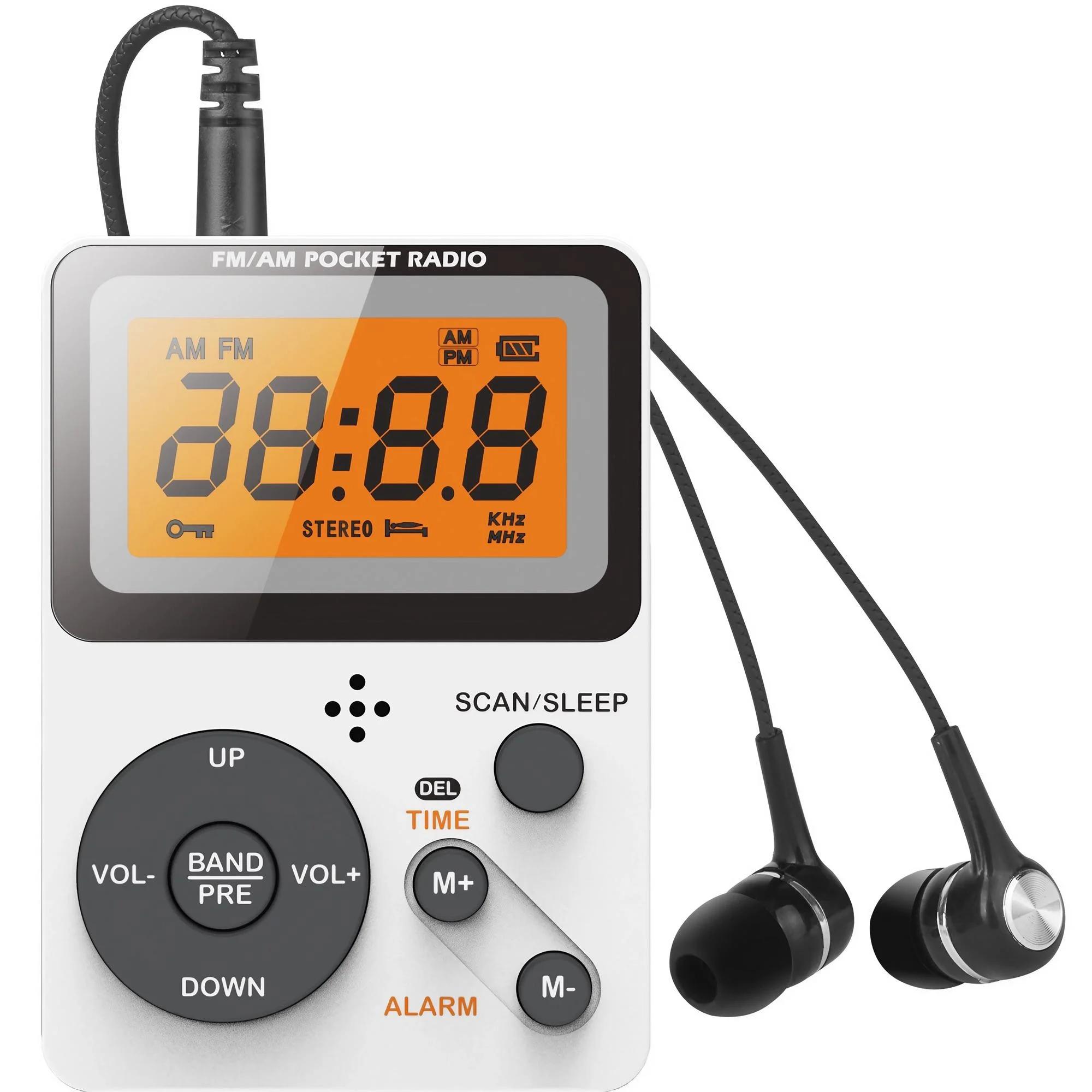 

AM FM Pocket Radio with LCD Screen - Portable Radio with Earphone Jack, Sleep Timer, and Alarm Clock for Jogging and Walking білий