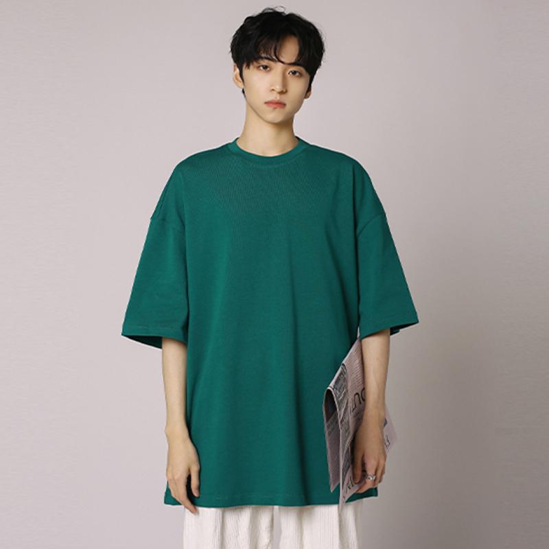 IELGY Solid Color Loose Short-sleeved T-shirt Base Men