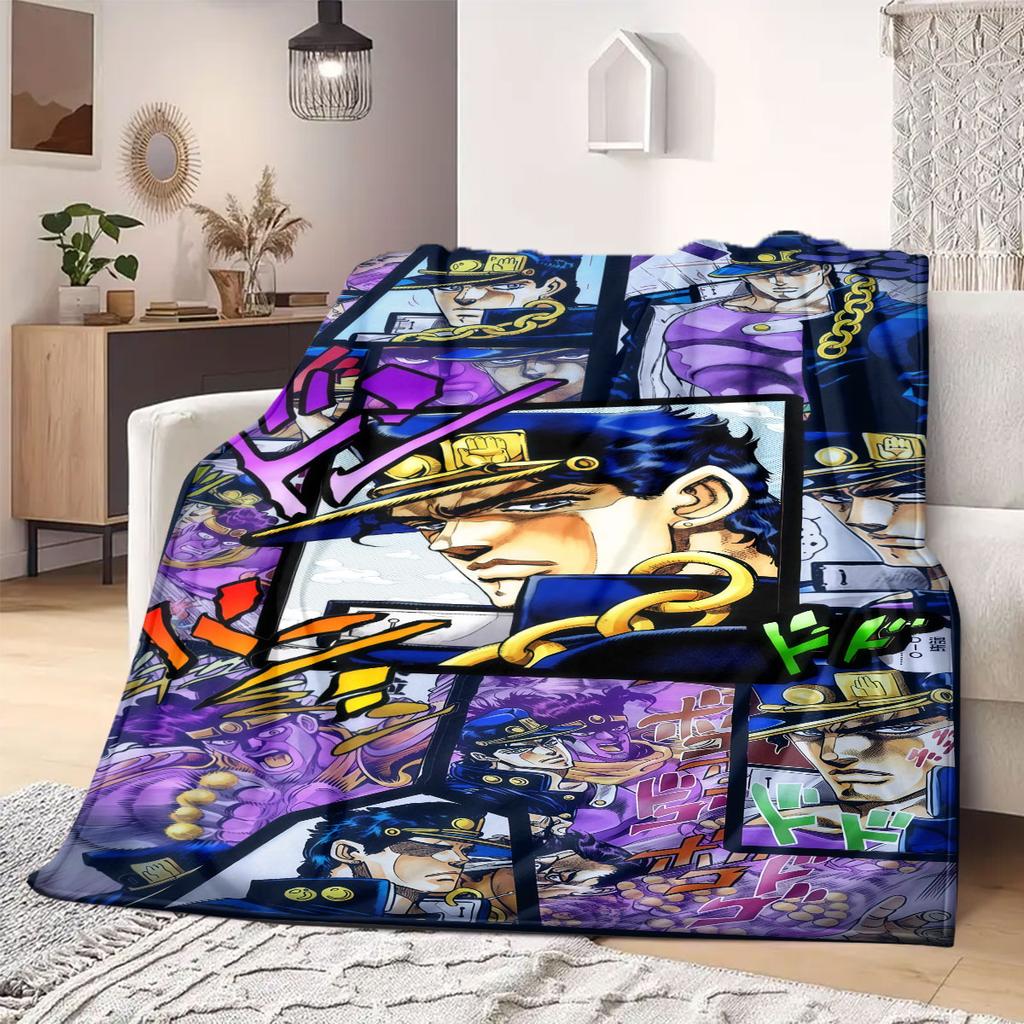 JOJO anime Flannel Blanket Warm,Comfortable,Suitable for Bedrooms,Sofas,Beds,Chairs,Picnics,Travel