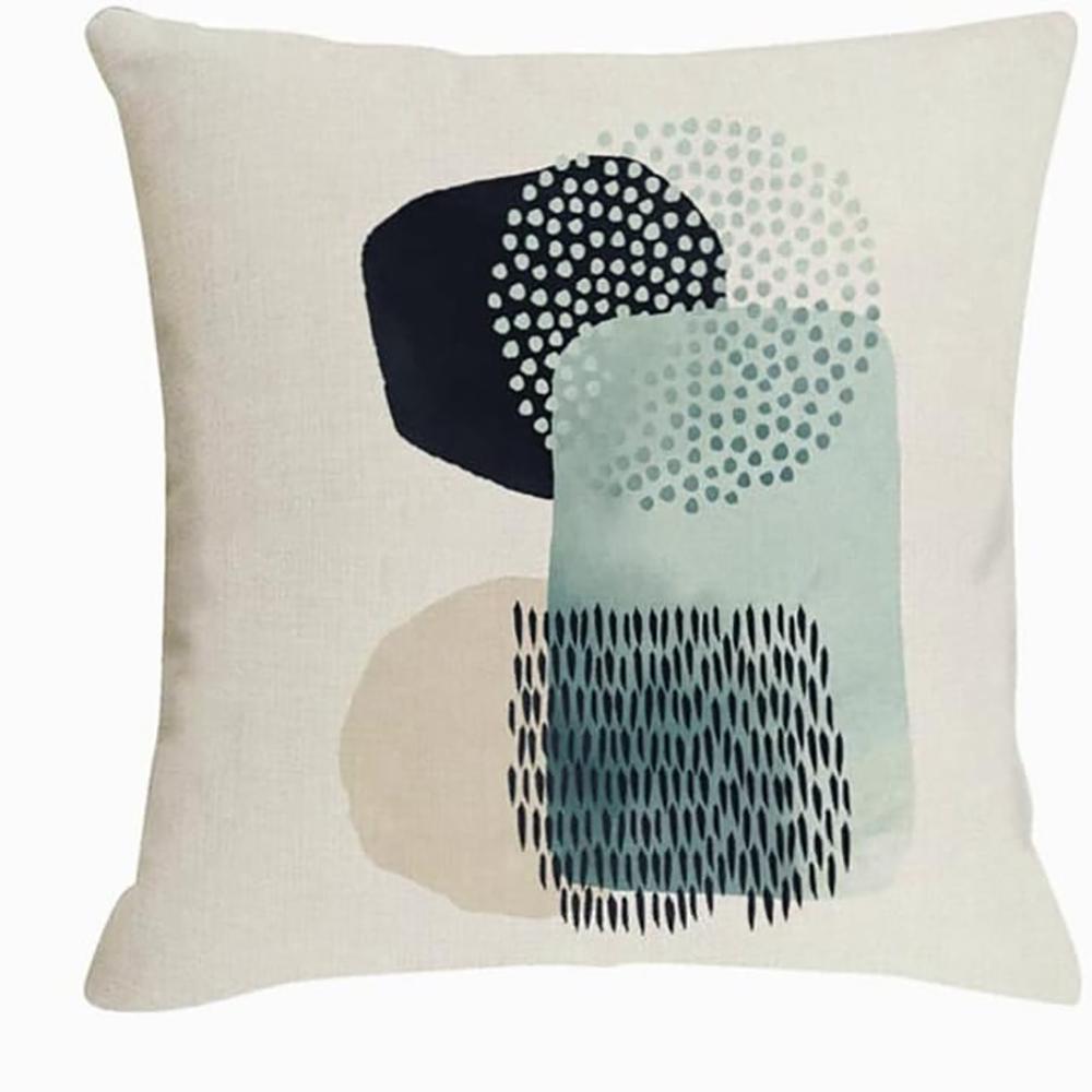 Ink and Wash Geometric Pattern Simple and Elegant Pillowcase Bedroom Sofa Decorative Cushion Cover with Zipper