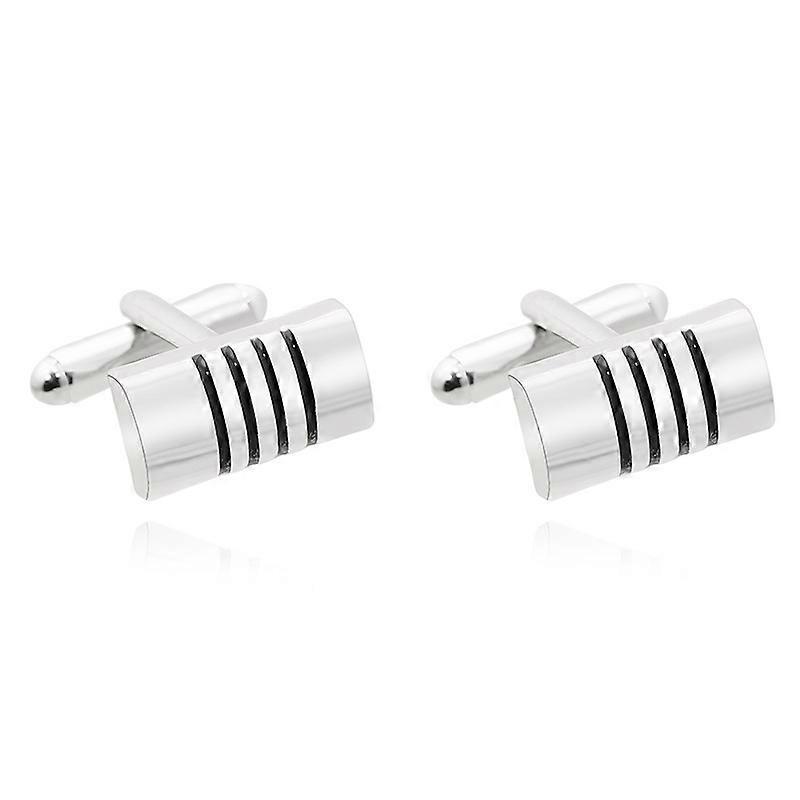 Men's Metal Cylindrical Cufflinks, Electroplated, French Minimalist, Versatile, Stylish Striped Cufflinks B1248