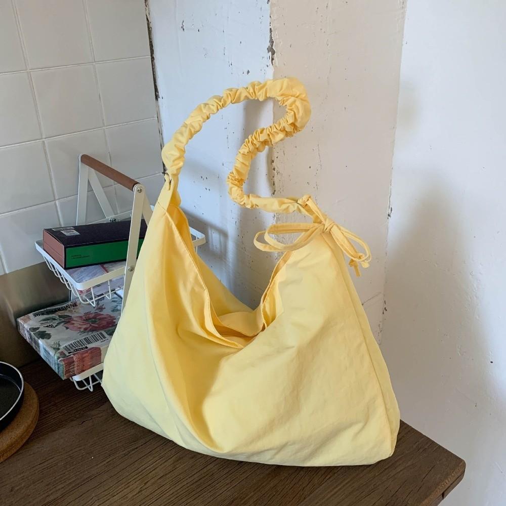 Large Capacity Nylon Crossbody Bags Solid Color Underarm Bag Pleated Shoulder Bag  School Bag