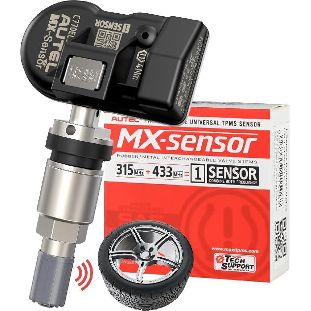 Autel TPMS Sensor 1-Sensor, MX-Sensor 315MHz + 433MHz Metal Valve, Programmable Universal Specially Built for OEM Sensors Replacement, Work with