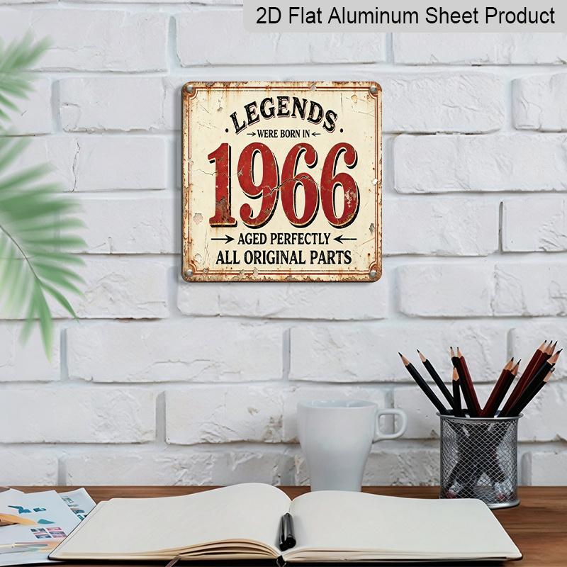 2D Flat 1pc, Retro Metal Aluminum Sign, Legendary 1966 Sign, Christmas Gift, Steampunk Style, Gift for Parents and Partners, Suitable for Garden