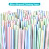 100Pcs Disposable Straws Flexible Plastic Straws Striped Rainbow Drinking Straw