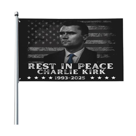 RIP Charlie Kirk Flag A True Patriotic Commemorative Flag 3×5FT Outdoor Double Sided Banner for Garden Patio Balcony Fence Decor