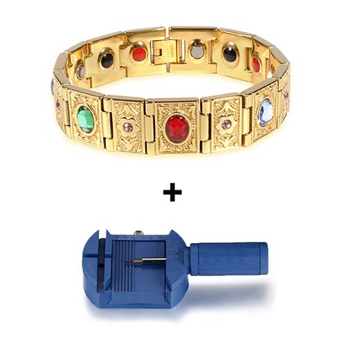 Vinterly Wrist Band Magnetic Bracelet Men Stainless Steel Gold-color Chain Bracelets Bangles Crystal Energy Germanium Bracelets