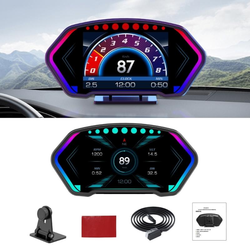 P3 Car Head Up Display Speed Clock Windshield Projector Overspeed Speedometer Alarm Fatigue Driving Reminder Slope Meter