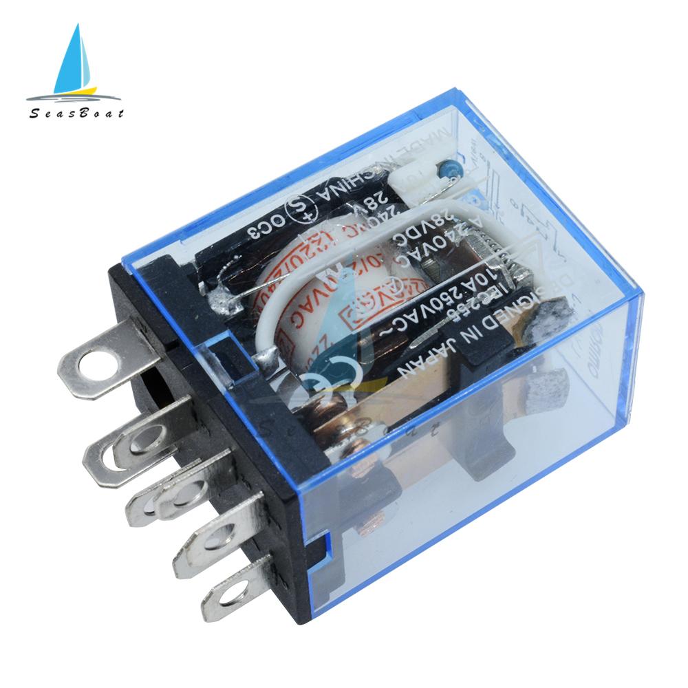 DC 12V 24V 220/240V AC 10A 8PIN Coil Power Relay DPDT LY2NJ HH62P HHC68A-2Z With Socket Base Relays 5