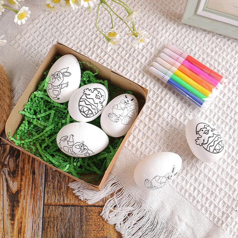 2025 Easter Hand-painted Random Egg Graffiti Cartoon Bunny Eggs Chick Easter Decorations for Party Kids Gift Favor Home Decor