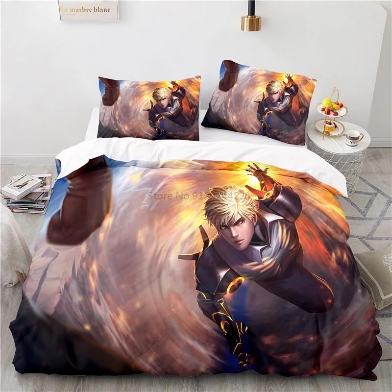 Japan Anime ONE PUNCH-MAN 3D Pattern Duvet Cover Set with Pillowcase 2/3pcs Cartoon Bedding Sets Bed Linen Queen King Bedclothes