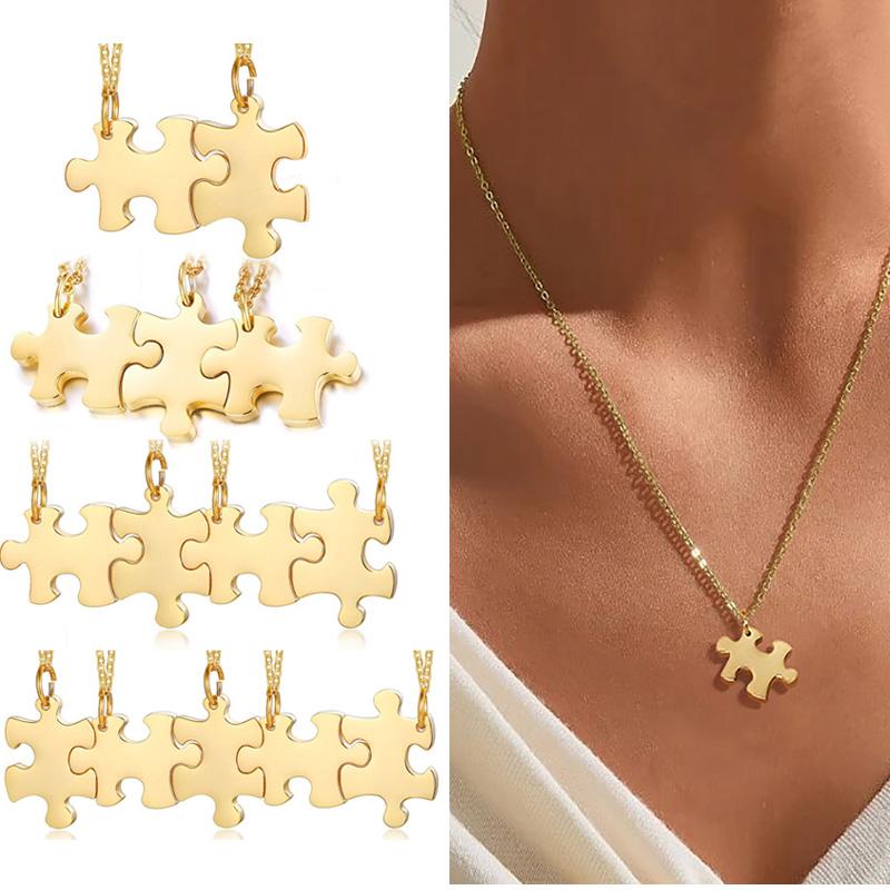 Personalisierte Puzzle-Halskette Freundschaft Individueller Anhänger 2/3/4/5 Teile Beste Freunde BFF Edelstahl Brautjungfern-Geschenk