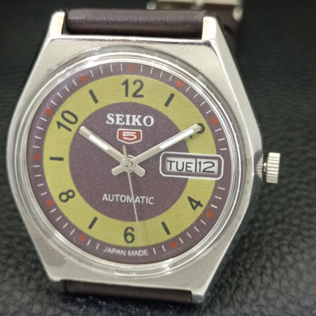 SEIKO 5 AUTOMATIC VINTAGE JAPAN 6309A MENS PURPLE COLOR DIAL WATCH a702727-1