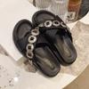 Women Solid Color Slippers Chain Platform Sandals  New Summer Ladies Flats Casual Home Slides Women Modern Slippers Shoes