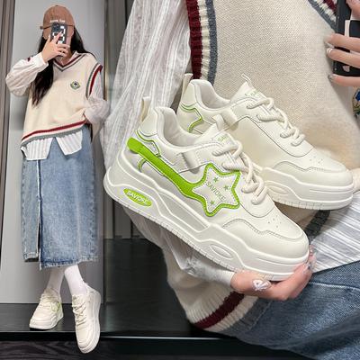 Frühling und Herbst neue Sport- und Freizeit-Ins-Plattform-Ledereinzel schuhe Board schuhe