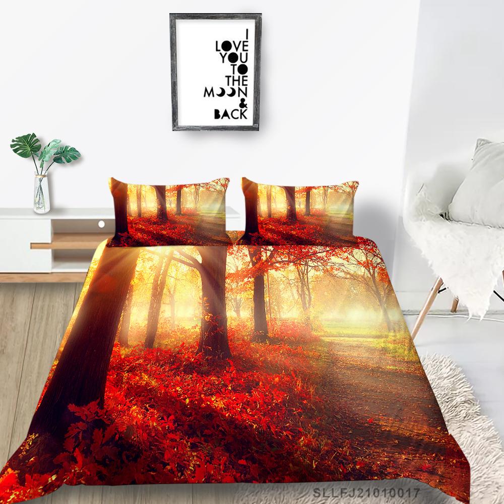 3D Maple Leaf Bedding Set Red Leaf Quilt Cover Pillow Case 2 or 3 Pieces Microfiber Fabric AU Extra Large Home Decoration