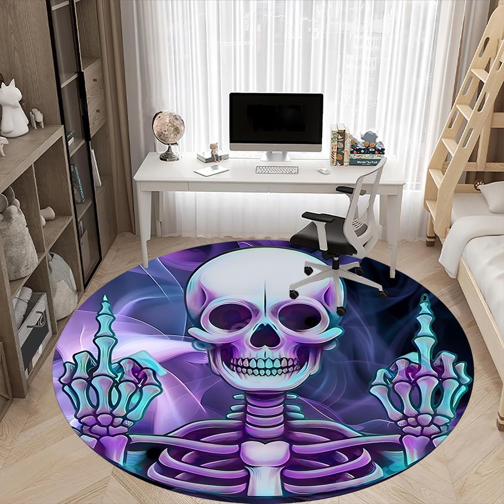 1pc SkeletoN Art Office Round Area Rug, Indoor Mat Suitable ForOffice, Under Office Chairs Bedroom Living Room Home Decor, Room Deco,  N47