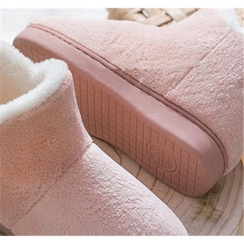 Winter Home Soft Thick Soled Warm High Top Tube With Plush Cotton Shoes