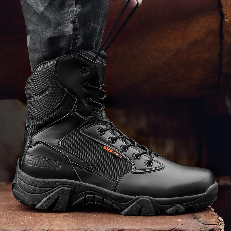 High-top Boots Men Anti-slip Lace-up Shock-absorbing Thick-soled Ankle Boots Men Comfortable Breathable Outdoor Casual Shoes Men