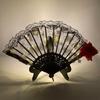 Rose Lace Edge LED Folding Fan - Wedding Gift & Dance Prop