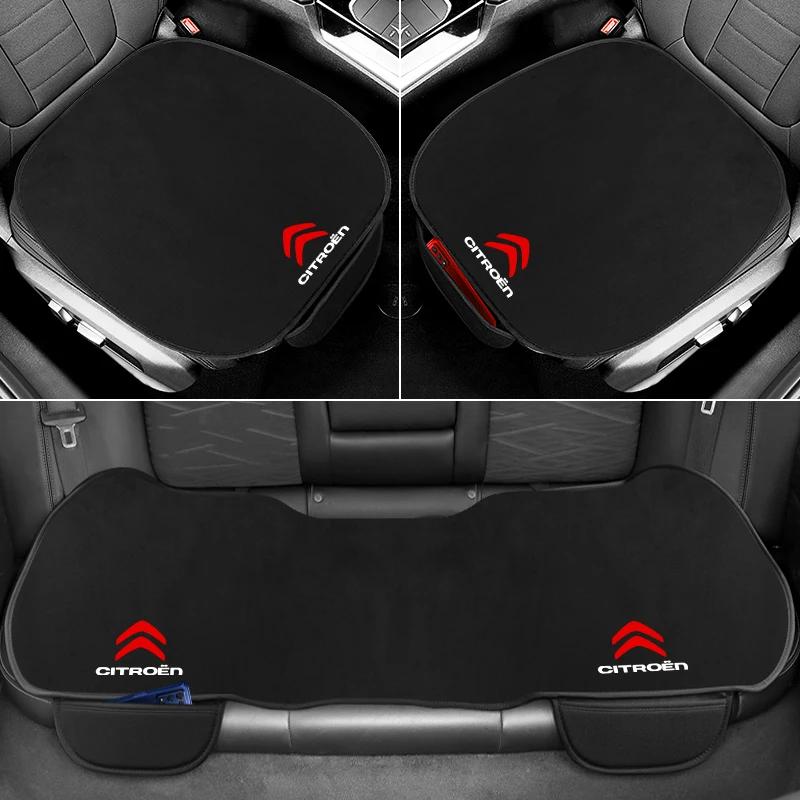 Car Seat Cover Front Rear Flocking Cloth Fabric Cushion Seat Head Neck Rest Cushion Headrest For Citroen C6 DS C3 C4L C-ELYSEE